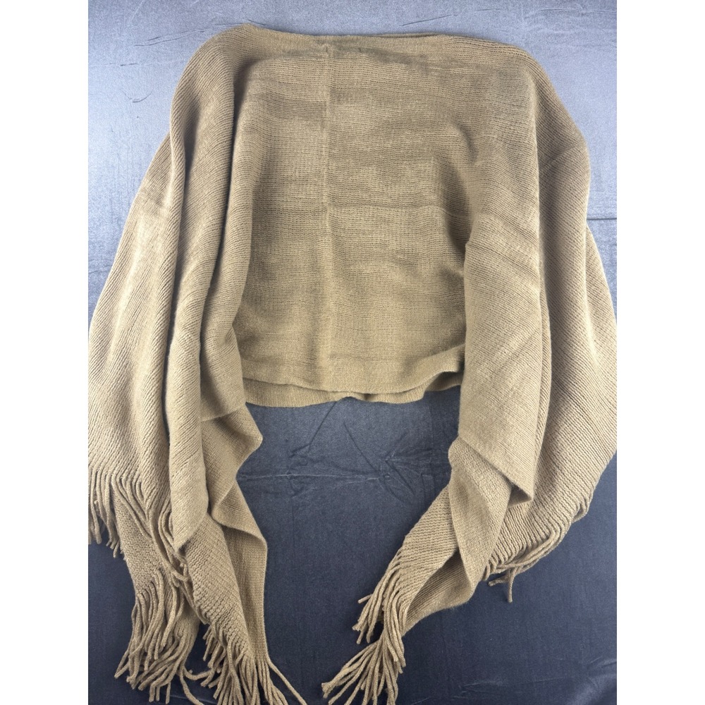 Shiraleah Rowan Poncho Camel Tan Knit Fringe Wrap Sweater 98-11-012 NWT